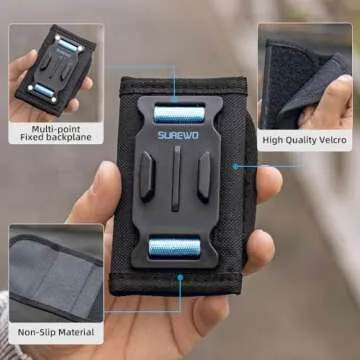 SUREWO Osmo Pocket 3 Backpack Mount,Bag Belt Shoulder Strap Mount with Extended Border Compatible with DJI Osmo Pocket 3