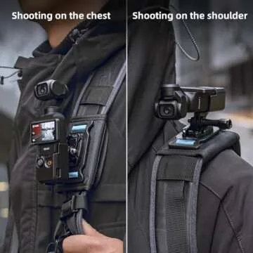 SUREWO Osmo Pocket 3 Backpack Mount,Bag Belt Shoulder Strap Mount with Extended Border Compatible with DJI Osmo Pocket 3
