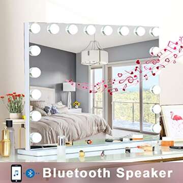 Bobening Large Lighted Vanity Mirror with Bluetooth