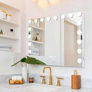 Bobening Large Lighted Vanity Mirror with Bluetooth