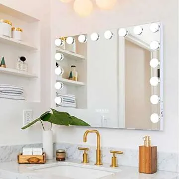Bobening Large Lighted Vanity Mirror with Bluetooth