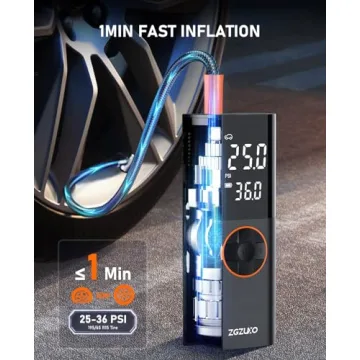 Tire Inflator Portable Air Compressor, 150PSI Fast Air Pump for Car Tires, Dual Power Bike Air Pump, Cordless Tire Pump with Digital Pressure Gauge for Cars, Motorcycles, Bicycles, Balls and More