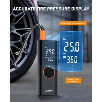 Tire Inflator Portable Air Compressor, 150PSI Fast Air Pump for Car Tires, Dual Power Bike Air Pump, Cordless Tire Pump with Digital Pressure Gauge for Cars, Motorcycles, Bicycles, Balls and More