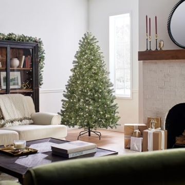 6.5ft Pre-Lit Feel Real Douglas Fir Christmas Tree