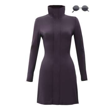 C-ZOFEK Women's US Size Anime Cosplay Costume Purple Dress with Glasses for Halloween(XX-Large)