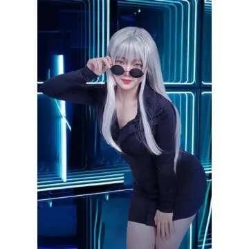 C-ZOFEK Women's US Size Anime Cosplay Costume Purple Dress with Glasses for Halloween(XX-Large)