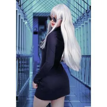 C-ZOFEK Women's US Size Anime Cosplay Costume Purple Dress with Glasses for Halloween(XX-Large)