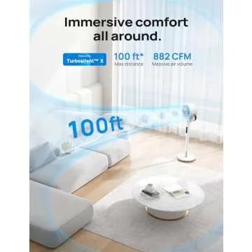 Dreo Fan for Bedroom, 100ft Standing Fan for Home, 120°+105° Smart Oscillating Pedestal Fans with Wi-Fi/Voice Control, DC Motor, 43'' Quiet Fan, 6 Modes, 8 Speeds, Adjustable Height, PolyFan 513S