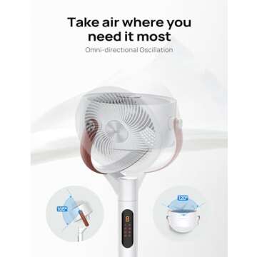 Dreo Fan for Bedroom, 100ft Standing Fan for Home, 120°+105° Smart Oscillating Pedestal Fans with Wi-Fi/Voice Control, DC Motor, 43'' Quiet Fan, 6 Modes, 8 Speeds, Adjustable Height, PolyFan 513S