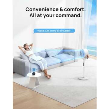 Dreo Fan for Bedroom, 100ft Standing Fan for Home, 120°+105° Smart Oscillating Pedestal Fans with Wi-Fi/Voice Control, DC Motor, 43'' Quiet Fan, 6 Modes, 8 Speeds, Adjustable Height, PolyFan 513S