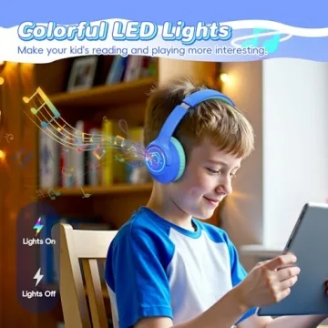Kids Bluetooth Headphones with 85H Playtime & LED Lights