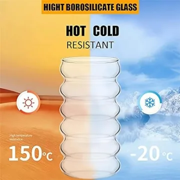 ALINK 16 oz Wave Glass Cups with Straws Brush Set