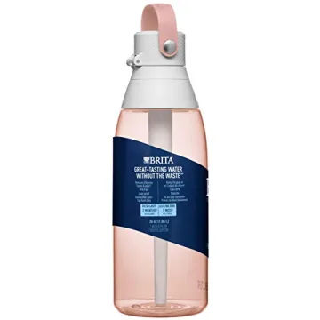 Brita Hard-Sided Plastic Premium Filtering Water Bottle, BPA-Free, Reusable, Replaces 300 Plastic Water Bottles, Filter Lasts 2 Months or 40 Gallons, Includes 1 Filter, Blush - 26 oz.