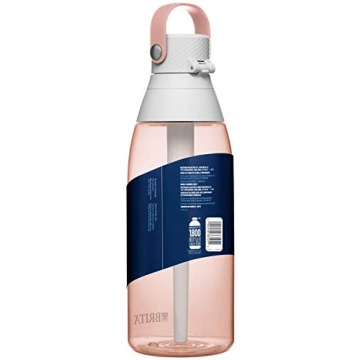 Brita Hard-Sided Plastic Premium Filtering Water Bottle, BPA-Free, Reusable, Replaces 300 Plastic Water Bottles, Filter Lasts 2 Months or 40 Gallons, Includes 1 Filter, Blush - 26 oz.