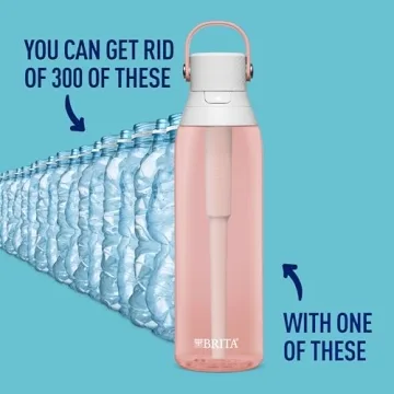 Brita Hard-Sided Plastic Premium Filtering Water Bottle, BPA-Free, Reusable, Replaces 300 Plastic Water Bottles, Filter Lasts 2 Months or 40 Gallons, Includes 1 Filter, Blush - 26 oz.