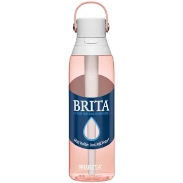 Brita Hard-Sided Plastic Premium Filtering Water Bottle, BPA-Free, Reusable, Replaces 300 Plastic Water Bottles, Filter Lasts 2 Months or 40 Gallons, Includes 1 Filter, Blush - 26 oz.