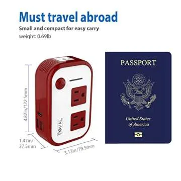 Travel Voltage Converter 220V to 110V-FOVAL Step Down Power Converter International Travel Adapter with USB-C Port 18W-[Outlet Converter US to Europe, Italy, UK, AU, Use for USA Appliance in Overseas]