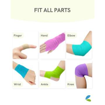 FriCARE Self Adhesive Bandage Wrap, Medical Tape in First Aid Kit, Cohesive Bandages for Wounds Sport Vet, FSA/HSA Eligible, 2 Inches X 5 Yards 6 Rolls, Rainbow