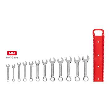 TEKTON Stubby Combination Wrench Set, 12-Piece (8-19 mm) - Holder | WRN01170