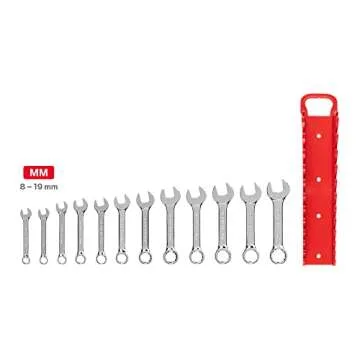 TEKTON Stubby Combination Wrench Set, 12-Piece (8-19 mm) - Holder | WRN01170