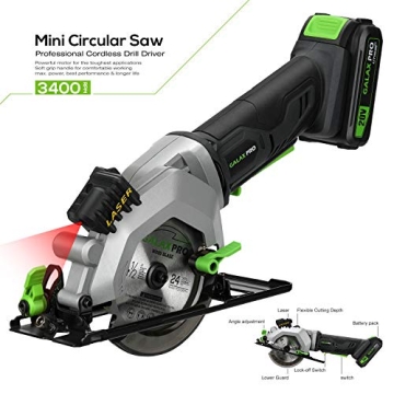 GALAX PRO Mini Circular Saw with Laser Guide and Dual Blades