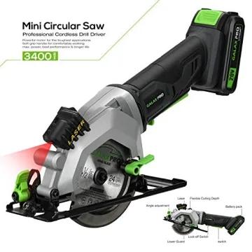 GALAX PRO Mini Circular Saw with Laser Guide and Dual Blades