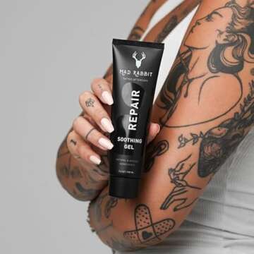 Mad Rabbit Tattoo Care Bundle Kit (3-Piece) Repair Soothing Gel, Enhance Balm & Defend SPF 30 Sunscreen - Full Coverage Tattoo Care Kit for New & Current Tattoos