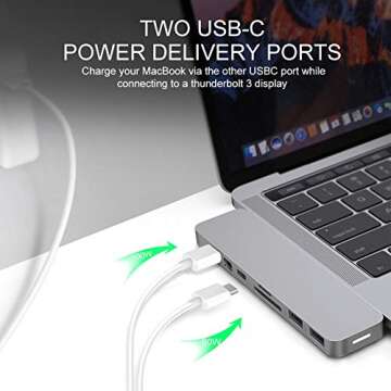 HyperDrive Mac USB C Hub Adapter, Multi-Port Hub MacBook Pro 2020 2019-2016, MacBook Air 8-in-2 Dongle w Thunderbolt 3, USB-C 100W PD, 4K HDMI, MiniDP, microSD/SD Card Reader, 2xUSB A - Gray