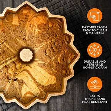 NutriChef 9-Inch Non-Stick Bundt Cake Pan for Perfect Baking