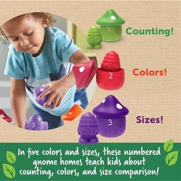 Learning Resources Peekaboo Gnome Homes,15 Pieces, Ages 18 Month+, Preschool Learning Activities, Toddler Learning Toys 2-4, Montessori Toys