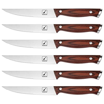 Imarku 6-Piece Premium Steak Knives Set - Japanese HC Steel, Ergonomic Handle