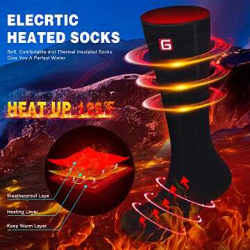MMlove Heated Socks - 3 Heating Settings for Winter Comfort