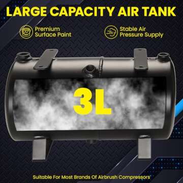 OPHIR 3L Air Tank Kit with Adapters Tube for DIY Airbrush Compressor, Black Air Tank Conversion Kit for Hobby Model Air Compressor Storage Tank