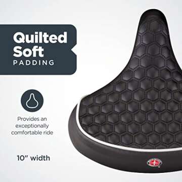 Schwinn Comfort Bike Seat for Men and Women, Quilted Soft Padding Bicycle Seat, Replacement Saddle F...