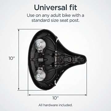 Schwinn Comfort Bike Seat for Men and Women, Quilted Soft Padding Bicycle Seat, Replacement Saddle Fits All Adult Bikes with Standard Seatpost, Wide Springer, Black