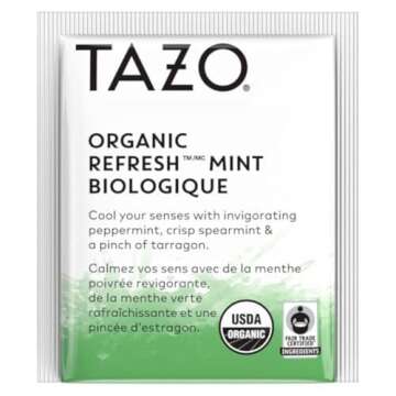TAZO Organic Refresh Mint Herbal Tea Bags, Caffeine Free, 16 Total Tea Bags