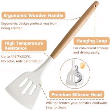 IOCBYHZ Kitchen Cooking Utensils Set 6Pcs Non-Stick Silicone Cooking Kitchen Utensil Set, Heat Resis...