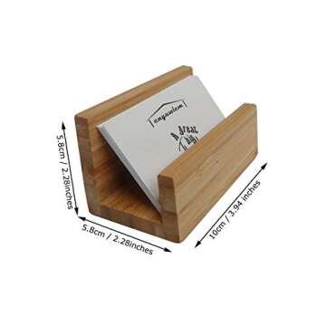 Enyuwlcm Bamboo Wood Desktop Business Card Holder – Elegant Office Display