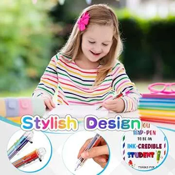 30 Pcs End of Year Student Gifts 0.5mm 6 in 1 Multicolor Ballpoint Pen Cards from Teacher 6 Colors Retractable Ballpoint Pens Multi Color and 30 Pcs You Are Awesome Cards for Office School Children