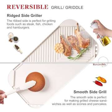 Caannasweis 20Pcs Cookware Sets, Nonstick Pots and Pans Set, Granite Induction Cookware, Non Stick Kitchen Cooking Set, Grayish White Grill Griddle Set, PFOS PFOA Free