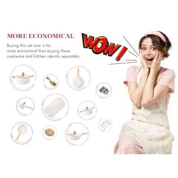 Caannasweis 20Pcs Cookware Sets, Nonstick Pots and Pans Set, Granite Induction Cookware, Non Stick Kitchen Cooking Set, Grayish White Grill Griddle Set, PFOS PFOA Free