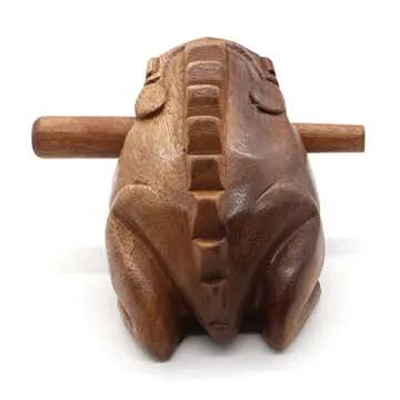 BSIRI 5" Wooden Frog Rasp - Musical instruments of Africa Frog Rasp Super Guiro Percussion Frog Wood...