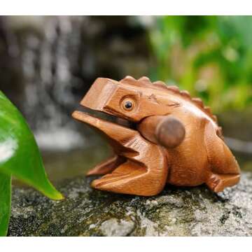 BSIRI 5" Wooden Frog Rasp - Musical instruments of Africa Frog Rasp Super Guiro Percussion Frog Wood Block Instrument of Frog Noise Maker Cool Music Gifts Ideas Fun Instruments for Adults and Kids