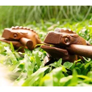 BSIRI 5" Wooden Frog Rasp - Musical instruments of Africa Frog Rasp Super Guiro Percussion Frog Wood Block Instrument of Frog Noise Maker Cool Music Gifts Ideas Fun Instruments for Adults and Kids