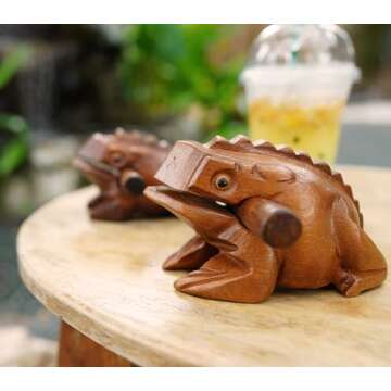 BSIRI 5" Wooden Frog Rasp - Musical instruments of Africa Frog Rasp Super Guiro Percussion Frog Wood Block Instrument of Frog Noise Maker Cool Music Gifts Ideas Fun Instruments for Adults and Kids