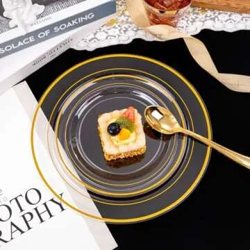 Elegant Gold Plastic Dinnerware Set for 50 Guests
