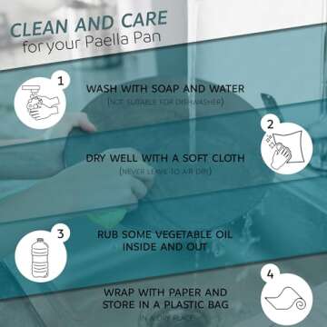 Gourmanity 12 inch Carbon Steel Paella Pan, 30cm Polished Steel Large Skillet From Spain, Great for Paella Parties Indoors, Outdoors, Camping & More, Imported Spanish Paellera, Made by Garcima