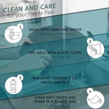 Gourmanity 12 inch Carbon Steel Paella Pan, 30cm Polished Steel Large Skillet From Spain, Great for Paella Parties Indoors, Outdoors, Camping & More, Imported Spanish Paellera, Made by Garcima