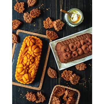 Nordic Ware 93448 Wheat & Pumpkin Cast Loaf Pan, 6 Cup Capacity, Bronze