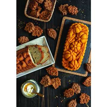 Nordic Ware 93448 Wheat & Pumpkin Cast Loaf Pan, 6 Cup Capacity, Bronze